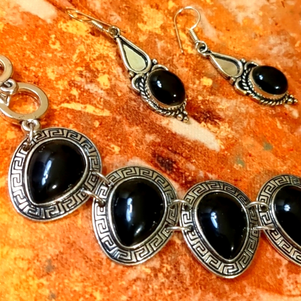 ????? Silver & Black Onyx Bracelet Set - Picture 5 of 7